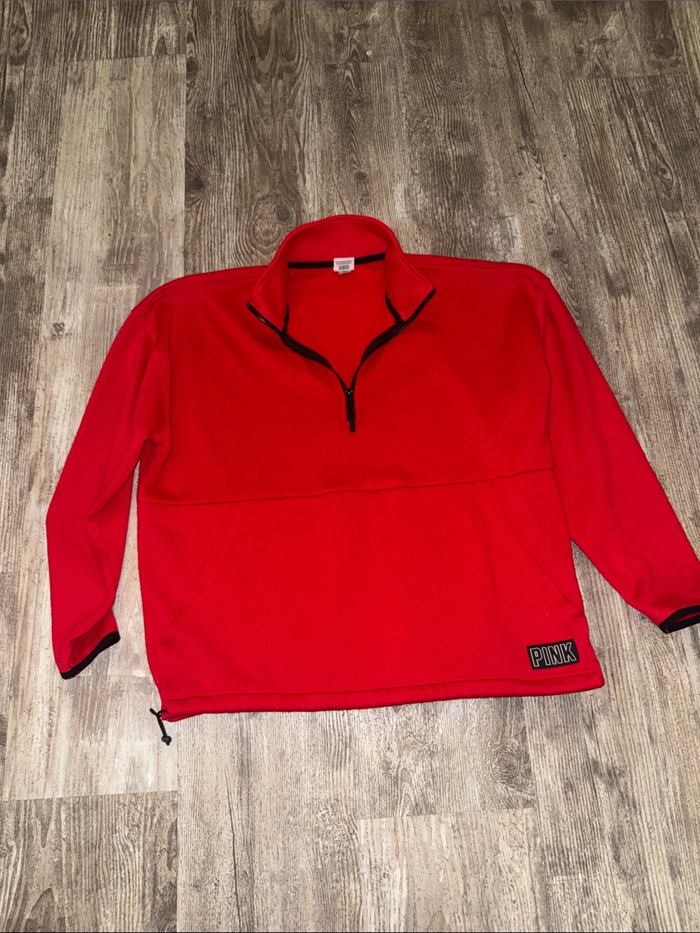 PINK Victoria's Secret Bright Red Quarter-Zip Pullover